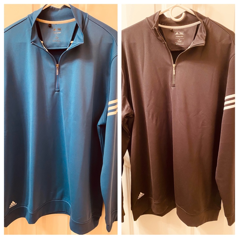 2 Adidas Men’s 1/4 Zip Warmup golf running jogging ClimaLite Size XL